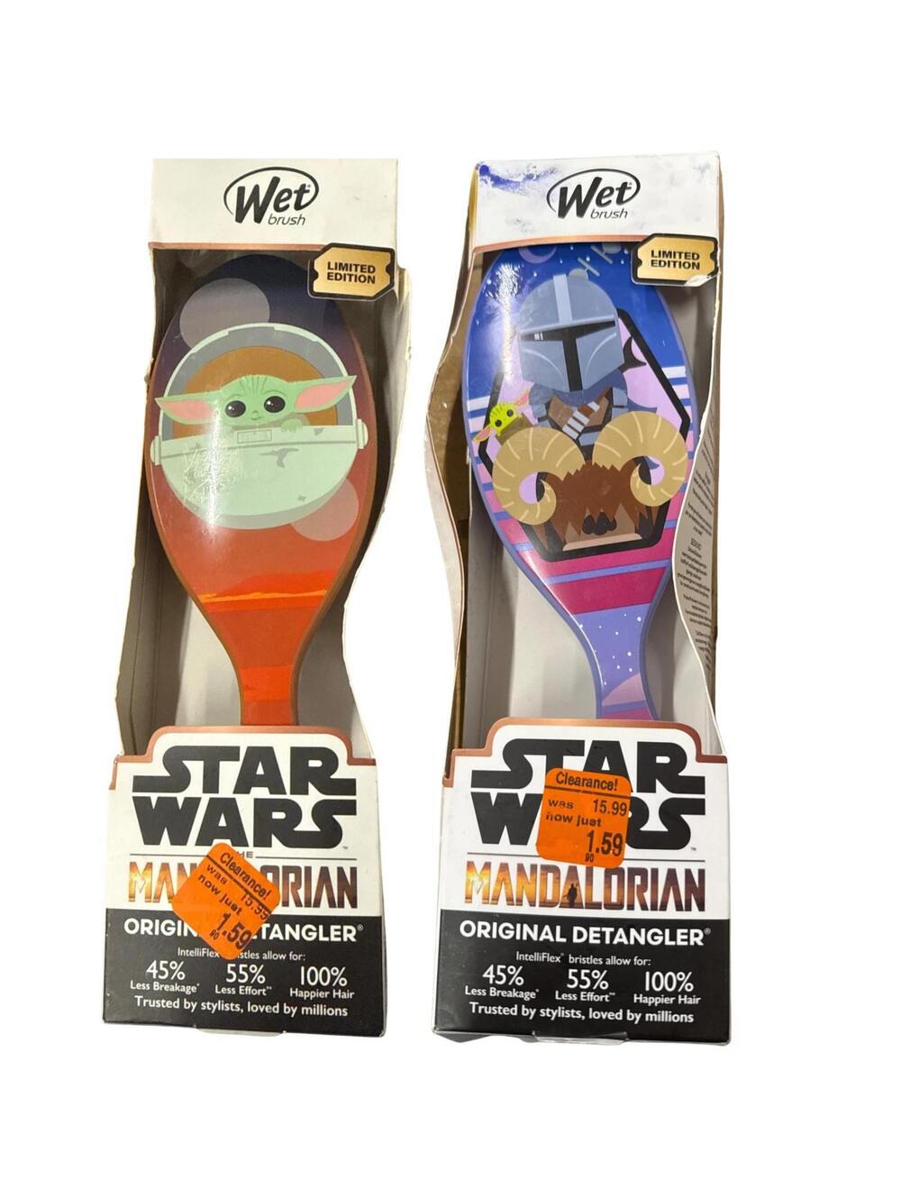 Wet Brush Star Wars Mandalorian Grogu Detangling Hair Brush 2 Pack New